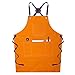 Chef Apron, Cotton Canvas Cross Back Adjustable Apron With Pockets For Women And Men, Kitchen Cooking Baking Apron (Color : Orange, Size : X-Large)