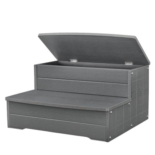 Image of 25 inch Hot Tub Steps with Storage,for Outoor Above Ground Pool Spa(Grey)