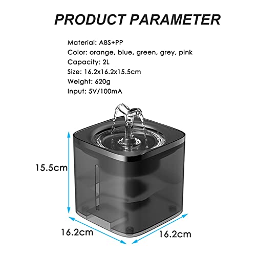 Fuente para agua de gato 2L con doble grifo y bomba silenciosa miniatura 7