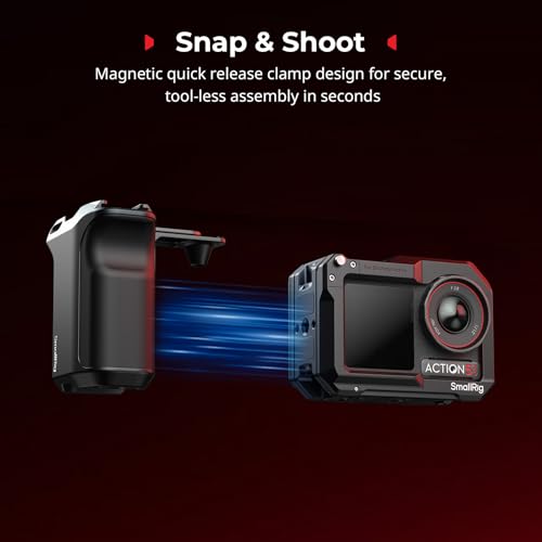 Image of SmallRig Handle Grip Kit for DJI Osmo Action 5 Pro / 4 /3 with Cage, Street Photography Grip for DJI, Quick Release, Shutter Button, Cold Shoe, Wrist Strap, 1 /4 Threaded Hole for Tripod Selfie Stick