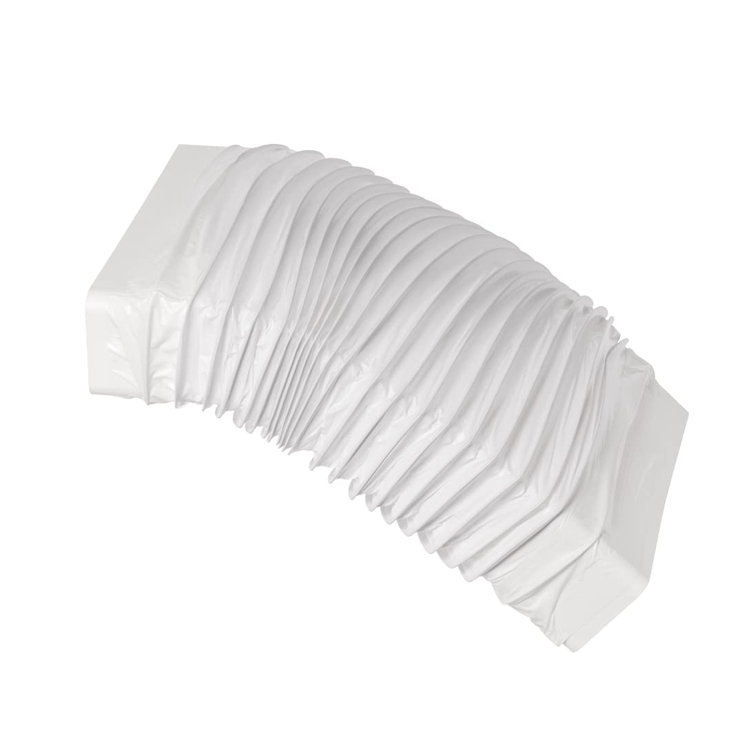 220 x 55 mm długość 50 cm prostokątny elastyczny wąż kanałowy - biała plastikowa wygięta PCW