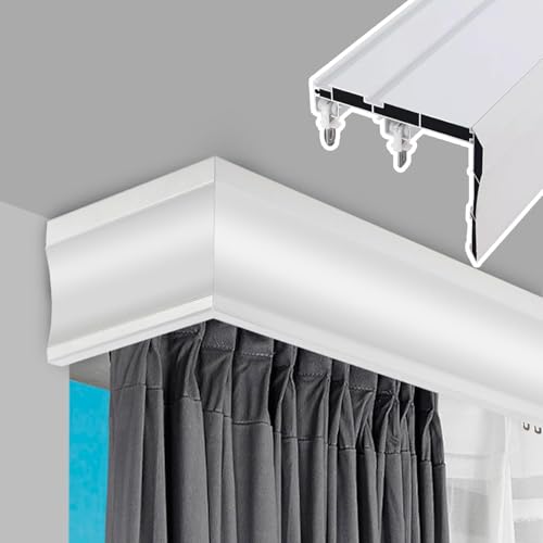 Double tringle à rideaux avec caisson de plafond blanc 4,8 m pour décoration de fenêtre - 2