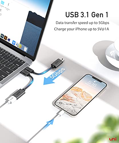 Image of uni USB C to USB Adapter 2 Pack, Thunderbolt 4 /3 Compatible Male to Female USB-A Converter, Type-C to USB Heavy Duty Aluminum OTG Cable for MacBook /iPad Pro /Air, Galaxy S24, Laptops, Tablets, etc