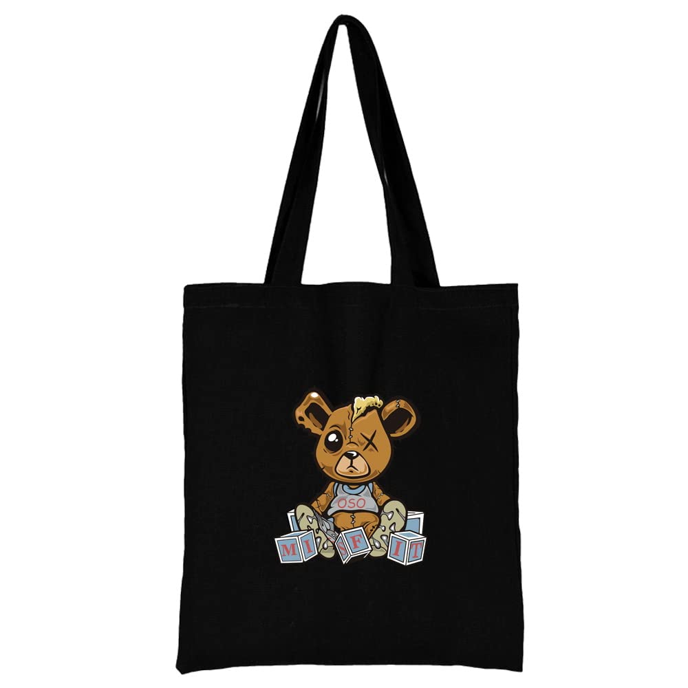 Bear Printed Canvas reusable grocery bags, Foldable Casual Travel HandBag, Shoulder Beach Tote Bags, Shopper bag eco friendly super strong washable Storage bags Shopping bag Canvas bag for Women