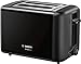 Bosch TAT3P423DE DesignLine kompaktowy toster, funkcja rozmrażania/podgrzewania, opuszczana nasadka do bułek, automatyczne wyłączanie, 970 W, kolor czarny