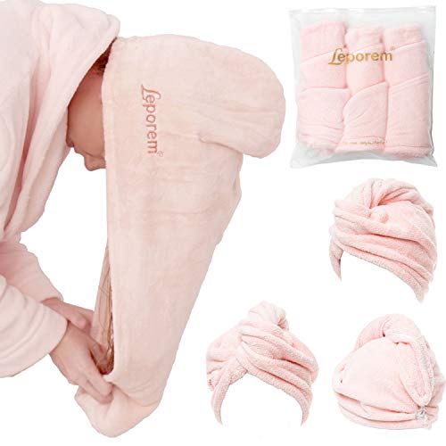 3 Pack Microfiber Hair Towel - LARGE 10 X 26 Super Absorbent & Quick Dry Hair Towel Turban for Dry, Curly, Long & Thick Hair, Beautiful Hair Repair Towel Wrap for Women, Kids, Rapid Drying Hair Caps