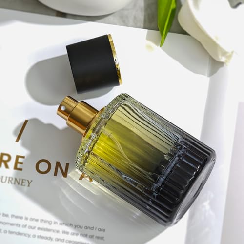 50ml/1.7 Oz Glass Spray Bottle Perfume Atomizer,Round Glass Perfume Travel Refillable Spray Bottle Empty with 3 Kinds of Dispenser (Black)4