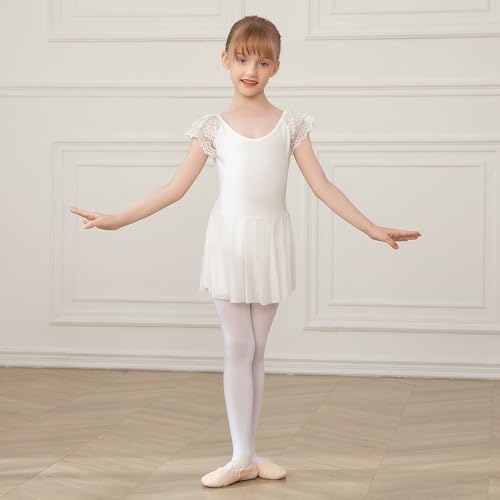 AOQUNFS Girls Dance Dress With Lace Ruffle Sleeve Ballet Leotards Outfit With Skirt,1182
