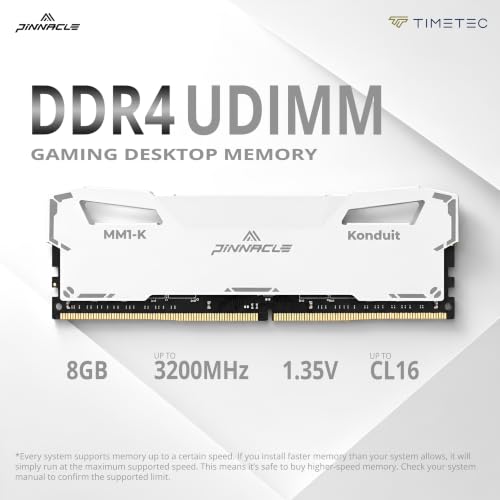 Image of Timetec Pinnacle Konduit 16GB KIT(2x8GB) DDR4 3200MHz PC4-25600 CL16-18-18-38 XMP2.0 Overclocking 1.35V Compatible for AMD and Intel Desktop Gaming PC Memory Module RAM - White