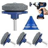 Anglekai 4+1PCS Lawn Mower Blade Sharpener, Universal Lawnmower Blade Sharpener Mower Sharpening Stone with 1PCS Balance Tool for Hand Drill/Power Drill