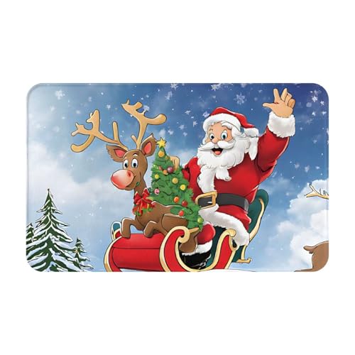 Merry Christmas Printed Print Living Room Bathroom Kitchen Anti Slip and Absorbent Carpet, Indoor Entrance Door Muddy Floor Mat, Ultra Soft Washable Carpet 21x31.5 Inches