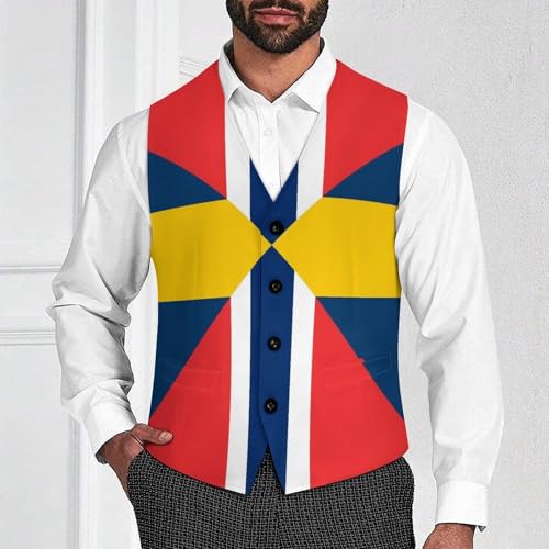 Sweden Norway Union Flag Mens Suit Vests V-Neck Casual Vest Dress Formal Tuxedo Wedding Waistcoat3