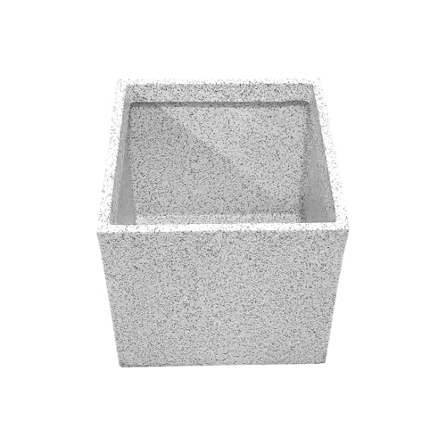 Image of Harshdeep Planters for Indoor Plants - Quebec Square - Home Balcony Garden Decorative Durable Light Weight Stone Finish 10 Inch UV Protected Roto Pots (White Stone, Small)