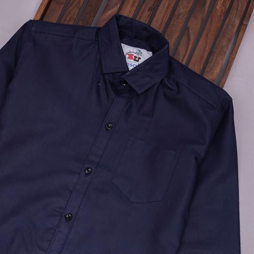 Image of Vikita Enterprise Kid Boy's Cotton Solid Shirt with Spread Collar Neck Full Sleeves Button Closure Curved Length and One Pocket | Shirt For Kids Boys