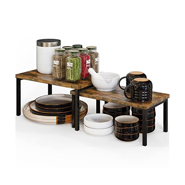 Simple Houseware Expandable Counter Shelf, Rustic Brown