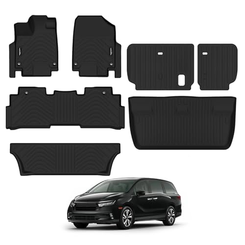 Tongama-Floor Mats for 2018-2026 Honda Odyssey All Weather TPE Floor Liners and Trunk Mat and Backrest Mats Protectors for Honda Odyssey Waterproof Interior Accessories