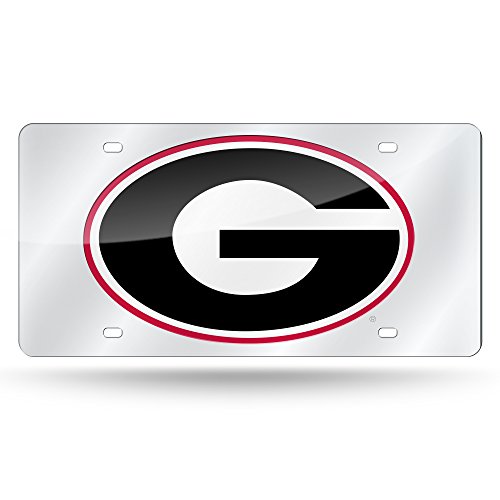 Rico Industries NCAA Georgia Bulldogs Laser Inlaid Metal License Plate Tag, 6 x 12-", Silver