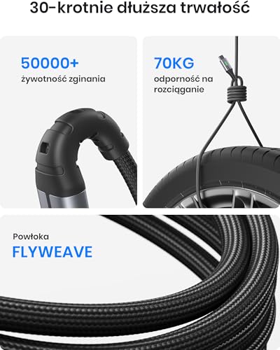 INIU Kabel USB C na USB C 240W [1M, 2 Sztuki], 48V/5A PD3.0 Typu C Szybkie Ładowanie, Nylonowy pleciony Kabel Ładowarki do iPhone 16 15 Pro Max Plus Samsung S24 iPad Air Mini Google Pixel Laptops etc.