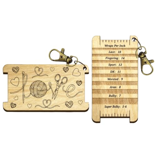 Image of arricraft Love Yarns Spinning Control Tool, Fun Yarns Sewing Heart WPI Guide Gauge with Clasp Wood Yarn Wrap Guide Board with Diz for Spinners Yarn Measuring Tools Crochet Accessories