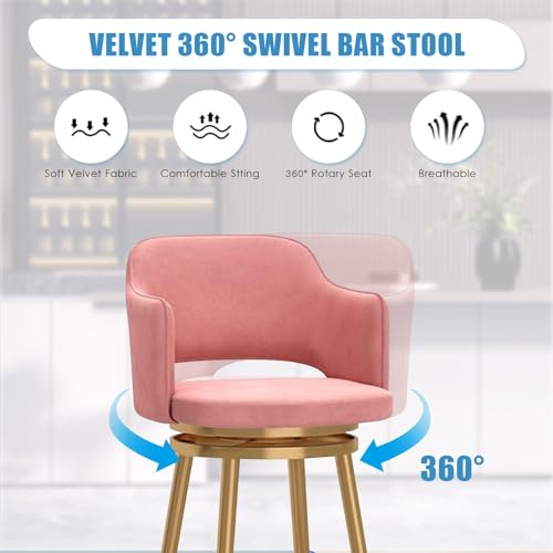 Tabourets de bar pivotants velours assise confortable contre mal de dos - 6