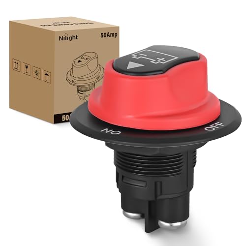 Nilight 50A Battery Disconnect Switch 12V-48V Power Cut Master Isolator