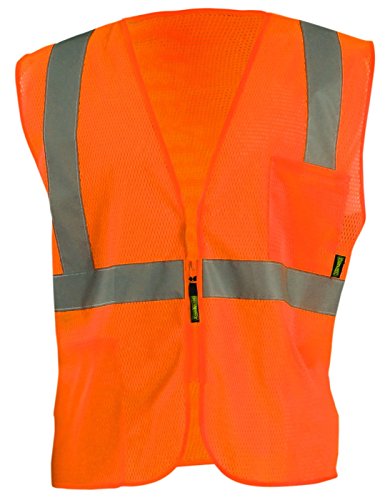 Image of OccuNomix ECO-IMZ-O3X High Visibility Value Mesh Standard Zipper Safety Vest, Class 2, 100% ANSI Polyester Mesh, 3X-Large, Orange