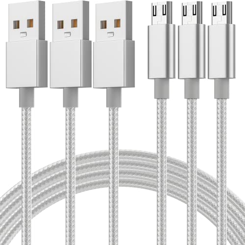 Cable micro USB [3 unidades] Cable de carga Android de 3 pies trenzado de nailon de carga rápida compatible con Galaxy S7 S6 Edge, Kindle, teléfonos inteligentes Android, tabletas, lector electrónico