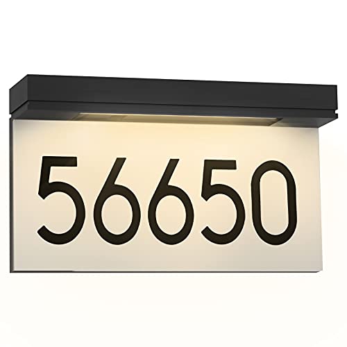 House Numbers Address Plaques Solar Powered, Personalized House Number for Outside, LED Address Sign Outdoor Waterproof 3000K Warm White, Gift For Housewarming, Yard Decoration