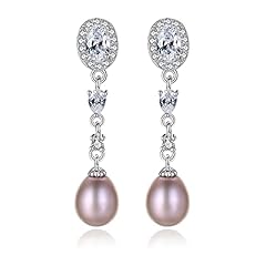 02-Purple Pearl Dangle Earrings