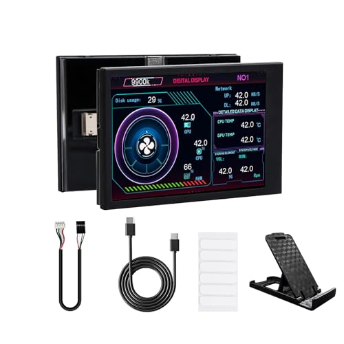 Image of TAPDRA 3.5 inch inch IPS USB Mini Screen Computer Temp Data Monitor Display Type-C Sub Screen for PC ARGB Computer Case Secondary Screen, black, feiQ103700000