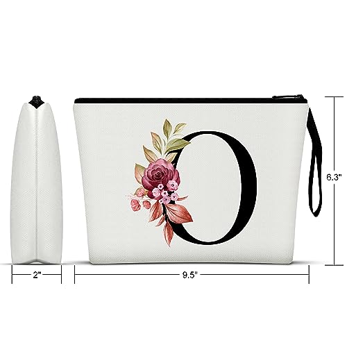 Image of Vavabox A-Z Personalized Makeup Bag, Birthday Gifts for Women Mom, Gifts for Best Friend, Bride Bridesmaid Cosmetic bag (O, 01-White)