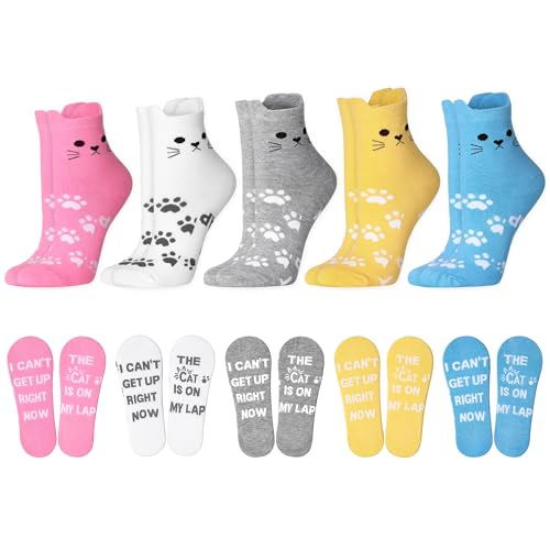 ZXGXLAW Women Cat Animal Cute Socks Funny Crazy Girl Gifts for I Cant Get Up Right Now The Cat Is On My Lap2