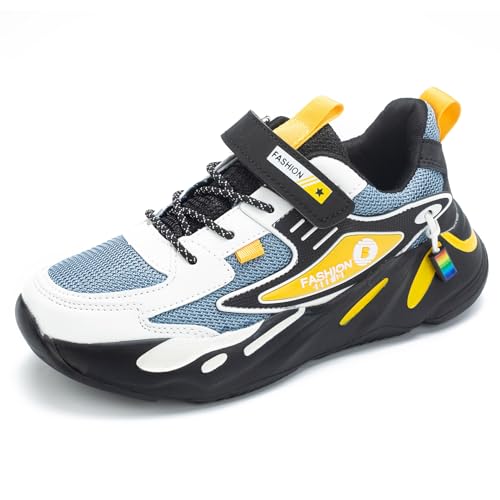 Kids Sneakers for Boys Girls Mesh Breathable Running Shoes Lightweight Hook and Loop Athletic Casual Shoes