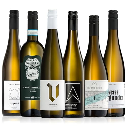 GEILE WEINE Weinpaket Weißwein (6 x 0,75) Probierpaket mit Weisswein von Winzern aus Deutschland, Frankreich & Italien