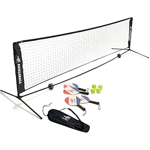 FILA Accessories Pickleball Net Set - Includes Pickleball Paddles Set of 4 with Regulation Size 4 Outdoor Balls & 10ft All Weather Mesh Net for Indoor or Outdoor Use - Lightweight, Quick & Easy Setup Cover