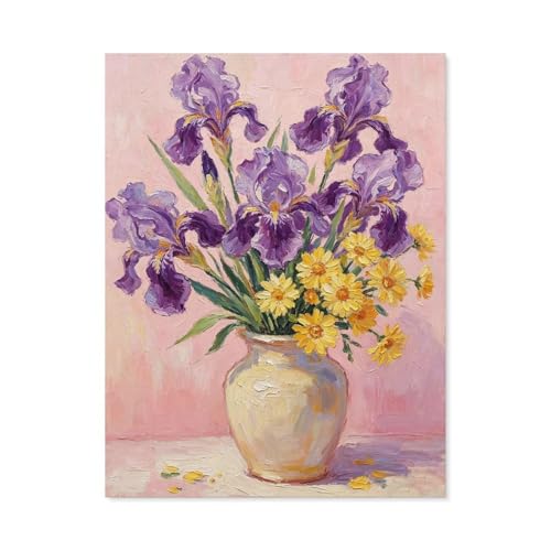 ���G�� �A�C���X�ƃ}�[�K���b�g�̉ԑ� �L�����o�X�A�[�g �E�H�[���A�[�g �c�^ 1 �� ���r���O �Q�� ������ ���� �C���e���A Unframe-style-11 20x26inch(50x65cm)