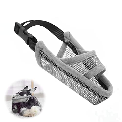 Bimkole Dog Muzzle for Small Medium Large Dogs, Adjustable Loop Soft Dog Muzzle Air Mesh Breathable Pet Muzzle to Prevent Biting Barking Chewing Licking (Grey) w