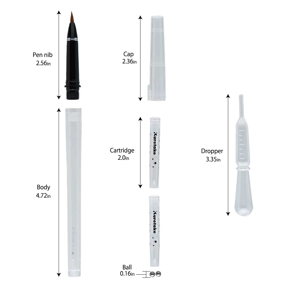 Kuretake ZIG Karappo Stylo vide à cartouche pour la fabrication de stylo original, lettrage, calligraphie, illustration, art, écriture, dessin, fabriqué au Japon (pinceau)