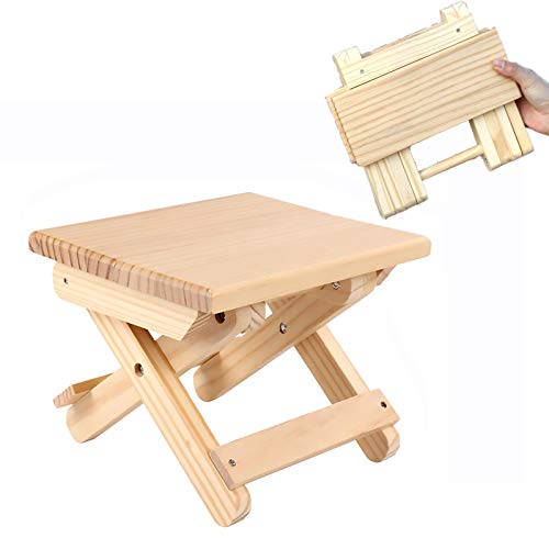 QiaoDongDian Tabouret Pliant, Naturel, Bois Franc, Tabouret Pliant en Bois, Tabouret de Camp, Parfait pour Le Camping, pour Pique-Nique, Camp, Voyage, Jardin BBQ Accessoires