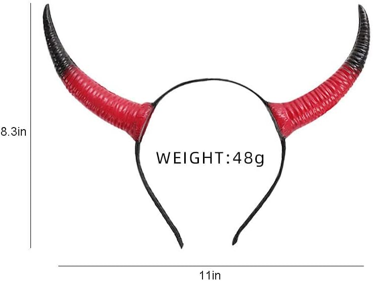 Miniatura 6 de Diadema de cuernos de diablo rojo, diadema de toros de bestia, aro de cuerno de buey grande, accesorios para el cabello de Halloween, accesorios