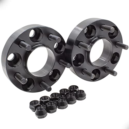 Wheel Accessories Parts Set of 2 Hub Centric Wheel Spacer/Adapters - Thickness: 1" - 5x4.5 to 5x4.5 - Lug/Stud Thread: 1/2" - Hub Bore: 70.5mm - 5 Lug (2 Pc, 1", 5x4.5, 1/2", 71.5mm)