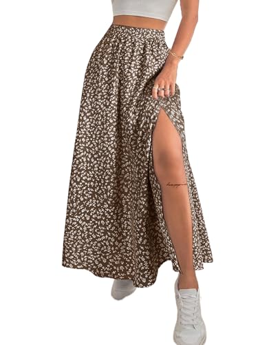Avanova Women Slit Maxi Long Skirt Boho Floral Summer High