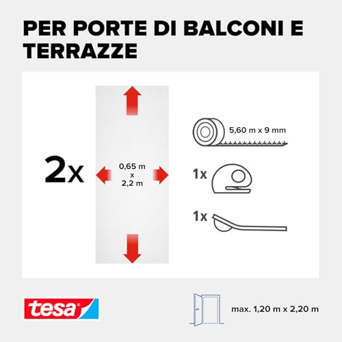 Tesa Zanzariera Per Porte 2 Pezzi 0-65X220Mt Bianco - 4