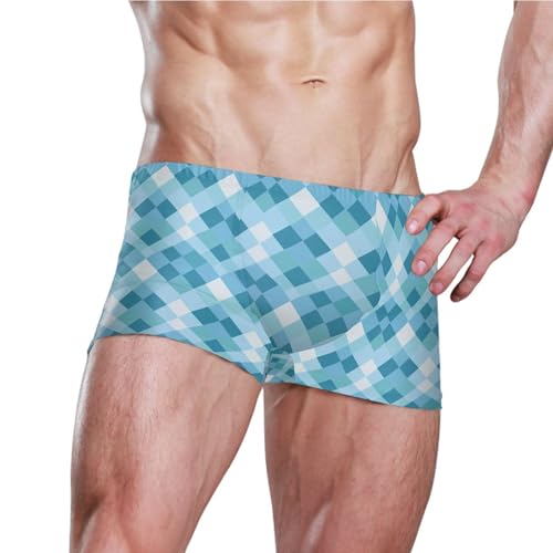 Buffalo Check Plaid Mens Swim Trunk Swimwear Bathing Suit Swim Brief Square Leg Board Short S B04039623
