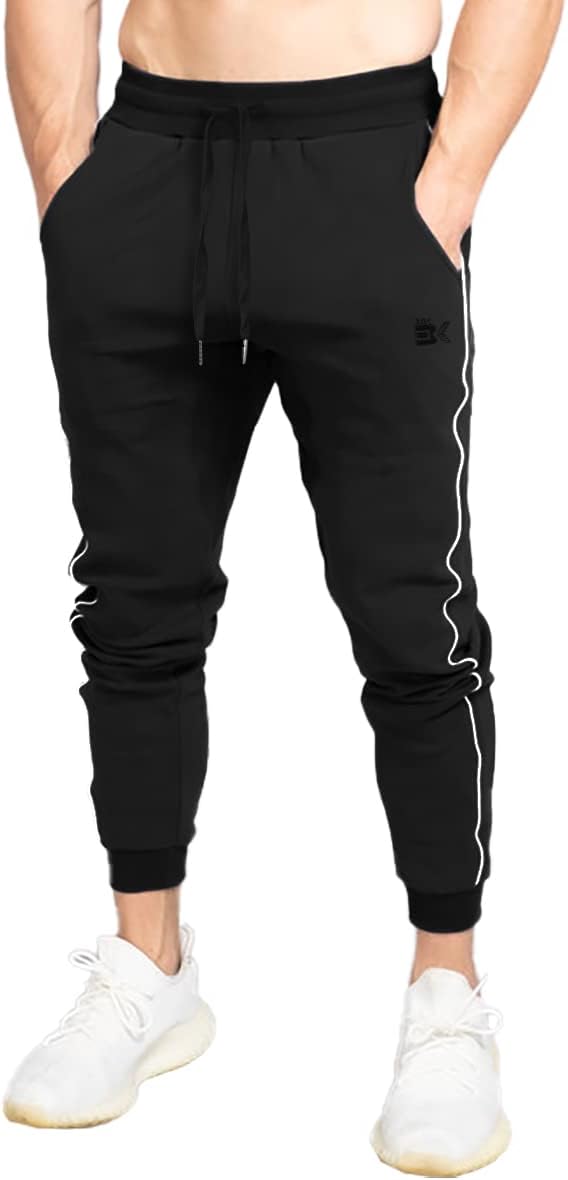 BROKIG Men's Slim Fit Workout Joggers Pants, Casual Breathable Gym Training Tapered Sweatpants with Zipper Pockets