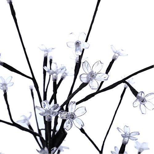 Lxcom Lighting Led Cherry Blossom Bonsai Tree 18” 48 Leds Plug-In Desk Top Bonsai Lighted Tree Artificial Crystal Flower Light Table Lamp Adjustable Black Branches For Party Wedding Home Decor, White #TOP3