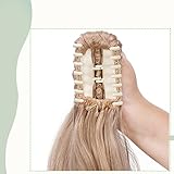 24"/60cm Curly Claw On Ponytail Extension Matte Material Wavy Clip In Pony tail Synthetic Hairpiece For Women, Ash Blonde Mix Bleach Blonde - Image 6