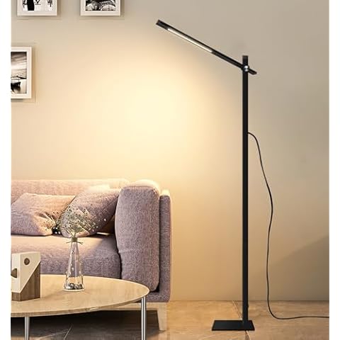 KS KINGSTAR Folding Floor Lamp Sofa Side Reading lamp Minimalist Modern Folding Design Aluminium Metal Texture 3800k Brightness Adjustable Standing Folding Light for Living Room,Bedroom,Office Cover