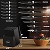 Knife Set, Amorston 15 Pieces Knife Sets for Kitchen with Block, Dishwasher Safe Kitchen Knife Set with Built in Sharpener Block, German Stainless Steel Knife Block Set, Black