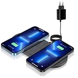 FDGAO Chargeur à Induction Double 20W Chargeur sans Fil 2 en 1 avec Adaptateur pour iPhone 14 Pro Max/13 Pro/12/11/XS Max/XR/X/8; Samsung Galaxy S22/S21/S20/S10, Note20/10/9, AirPods, Galaxy buds etc.